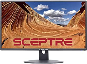 Sceptre E248W-19203R 24" Ultra Thin 75Hz 1080p LED Monitor 2x HDMI VGA Build-in Speakers, Metallic Black 2018